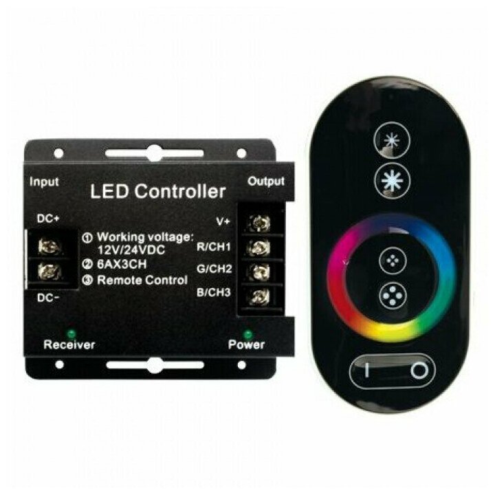Контроллер Ecola для RGB ленты 12 В 216 Вт 18 А черный сенсорный радиопульт./В упаковке шт: 1