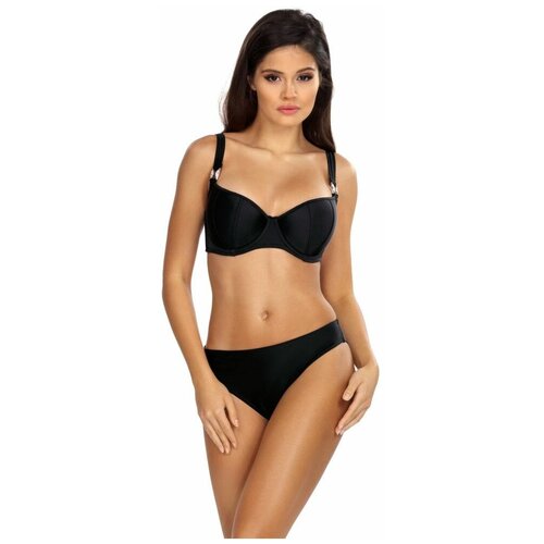 фото Элегантный раздельный купальник с чашками на тонком поролоне lorin | черный | 70f/36