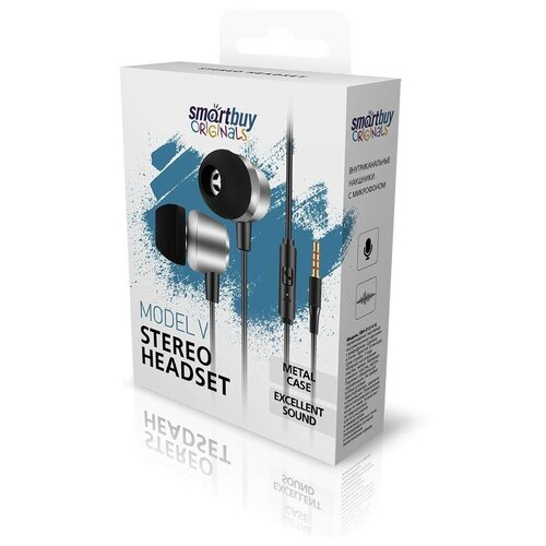 Наушники Smartbuy Model V вакуумные микрофон 93 дБ 16 Ом 35 мм 11 м черно-серые 19600₽