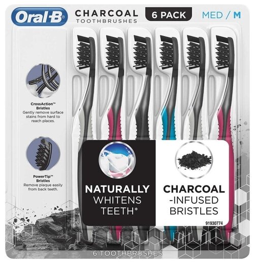 Oral-B Charcoal набор угольных зубных щеток, MED (6 шт)