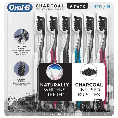 Oral-B Charcoal набор угольных зубных щеток, Soft (6 шт)