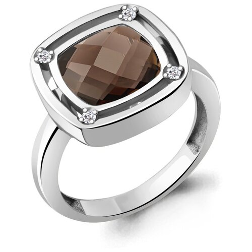 фото Кольцо diamant online, серебро, 925 проба, кварц, фианит, размер 18