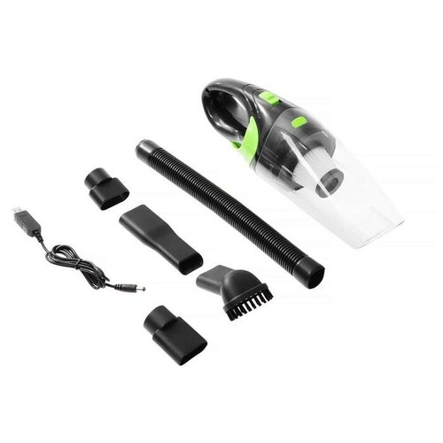 Cartage Пылесос автомобильный CARTAGE беспроводной 3 насадки 130 Вт 12 В черно-зеленый 326900₽