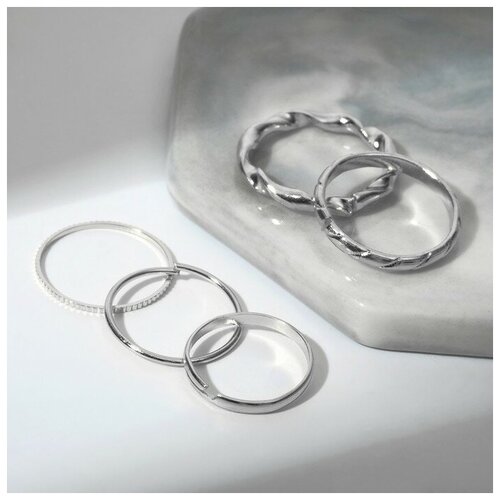 Кольцо, серебряный кольцо набор 5 штук идеальные пальчики нежность цвет серебро