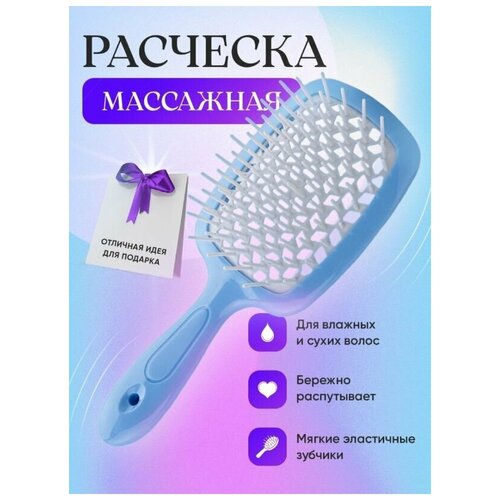 Скелетная массажная брашинг продуваемая расческа для укладки нарощенных волос, голубая