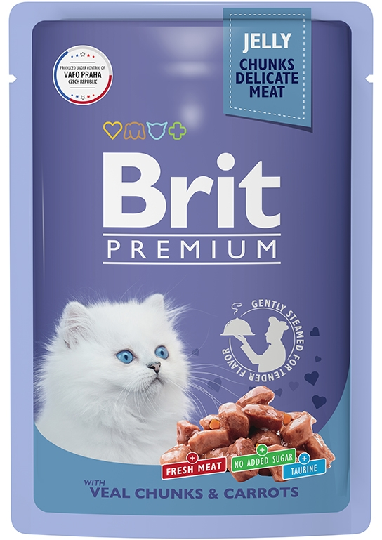 Brit Premium Пауч для котят телятина и морковь в желе 85г