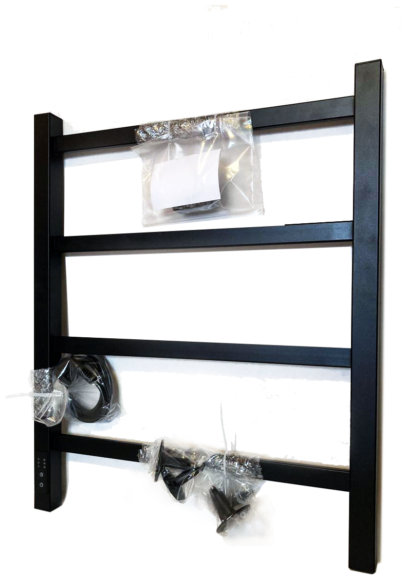 Полотенцесушитель электрический РуДизайн Лесенка профиль 500х600 черный матовый таймер слева - фотография № 2