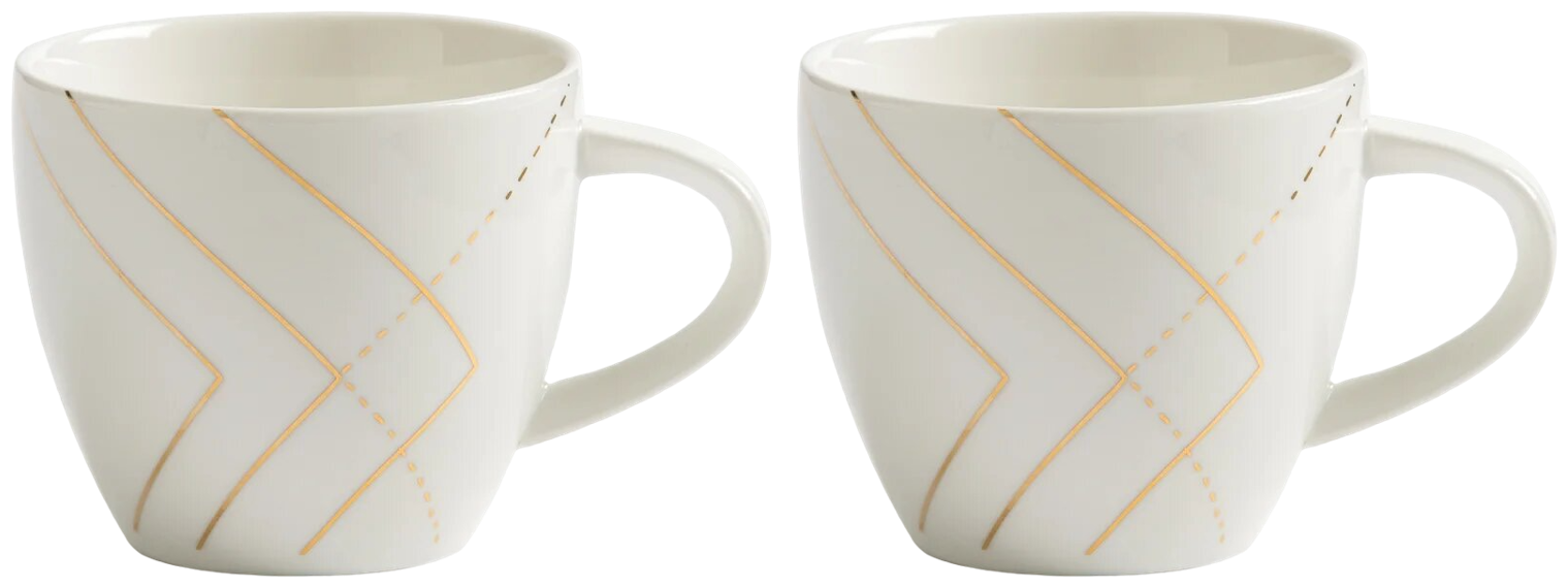 Чашка Solaine, набор 2 шт, белый/золотистый LA REDOUTE INTERIEURS