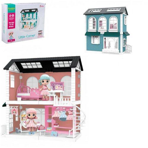 фото Модульный домик (собери сам), 4 секции. мини-куколки в спальне и гардеробной комнате, в наборе с акс junfa toys