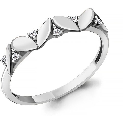 фото Серебряное кольцо aquamarine а68865а с фианитом, размер 16,5 diamant-online