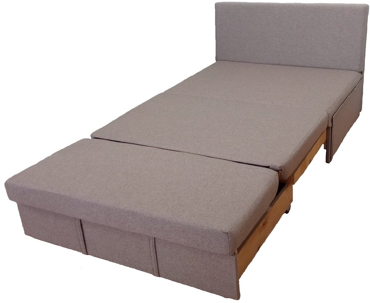 Диван-кровать StylChairs Сёма, ширина 120 см, без подлокотников, обивка: ткань рогожка, цвет: бежево-коричневый - фотография № 2