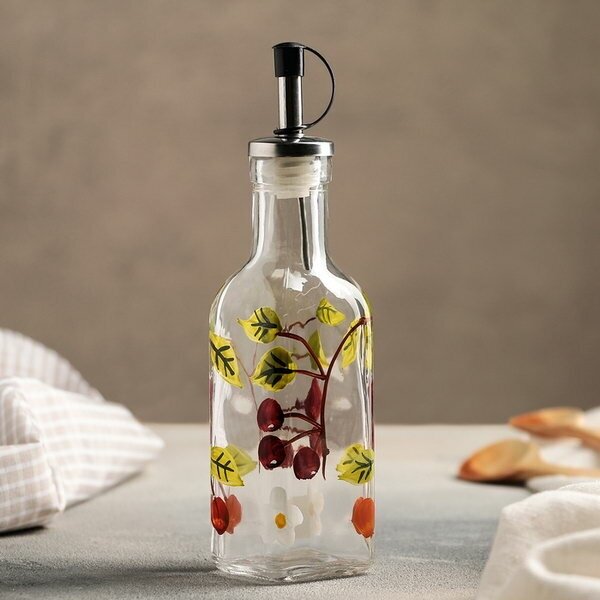 Бутыль стеклянная для соусов и масла "Вишнёвый сад", 200 мл, 5x20 см