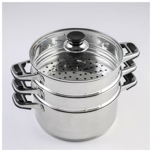 Мантоварка Алтын 107 л d24 см 2 секции с теплораспределительным слоем стеклянная крышка индукция 8194₽