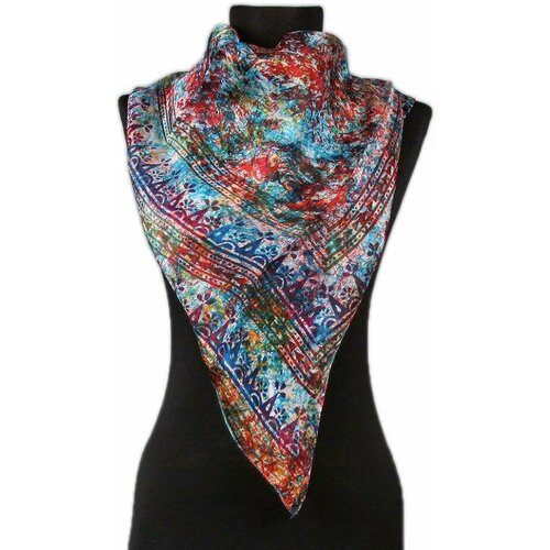 фото Большой пестрый шелковый шифоновый платок basile 68841