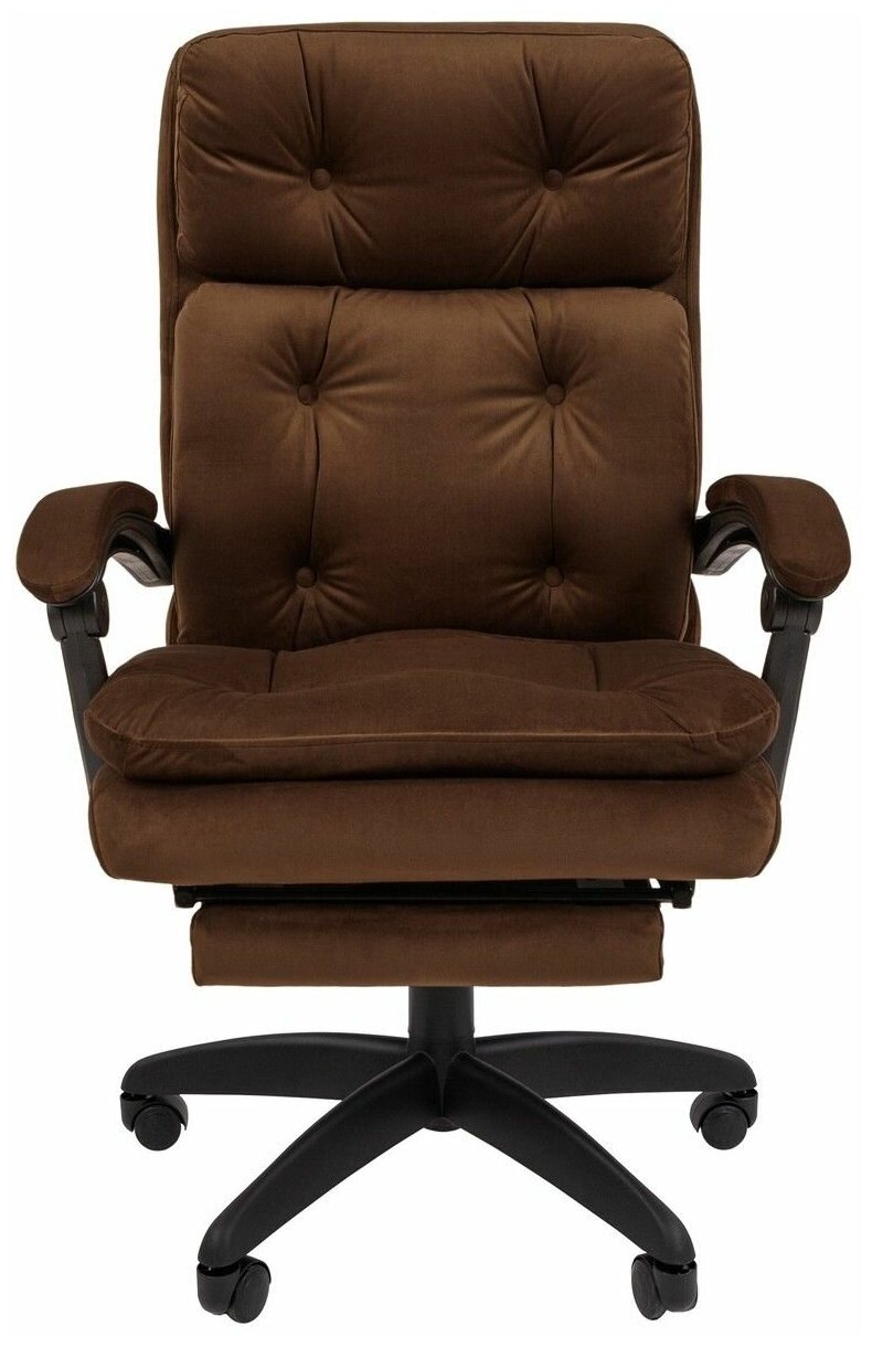 Компьютерное кресло для дома и офиса с подставкой для ног CHAIRMAN HOME 442, велюр, коричневый - фотография № 2