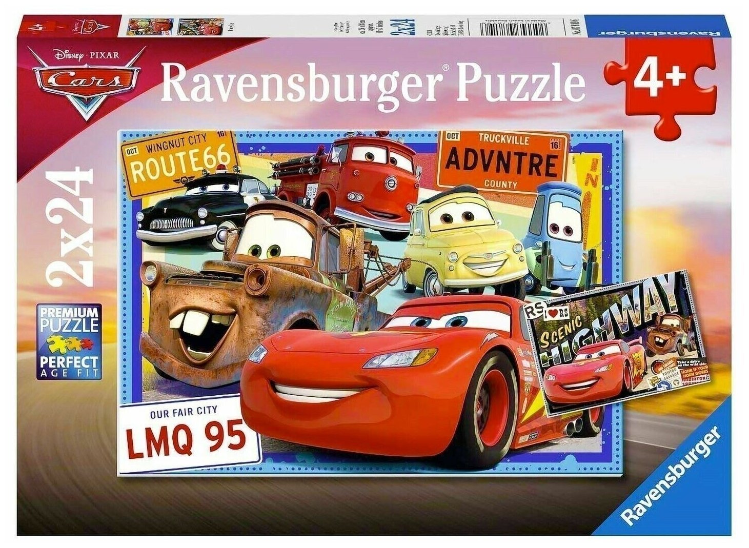 Ravensburger. Пазл карт. 2x24 "Дисней тачки"