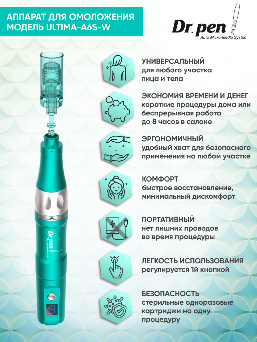 Dr.pen A6s Дермапен / Аппарат для фракционной мезотерапии / микронидлинга / электрический мезороллер - фотография № 4