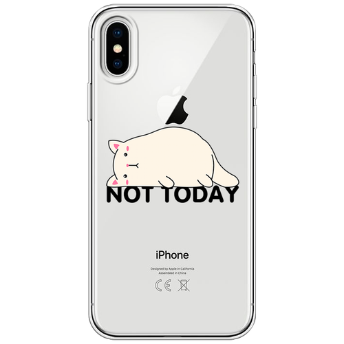 Силиконовый чехол на Apple iPhone XS / Айфон XS Cat not today, прозрачный