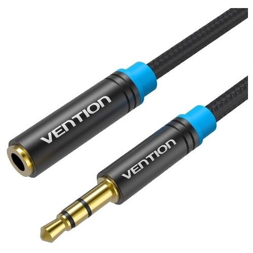 Кабель Vention Jack 3.5 mm M - Jack 3.5 mm F (VAB-B06-B), 1 м, черный