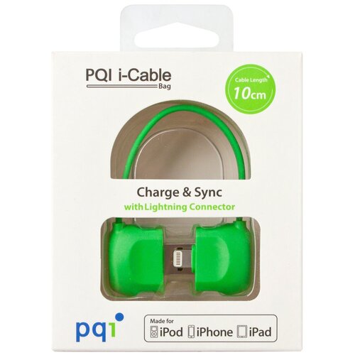 Кабель на Lightning 10см PQI BAG в форме сумочки (made for iPhone,iPad, iPod) зеленый