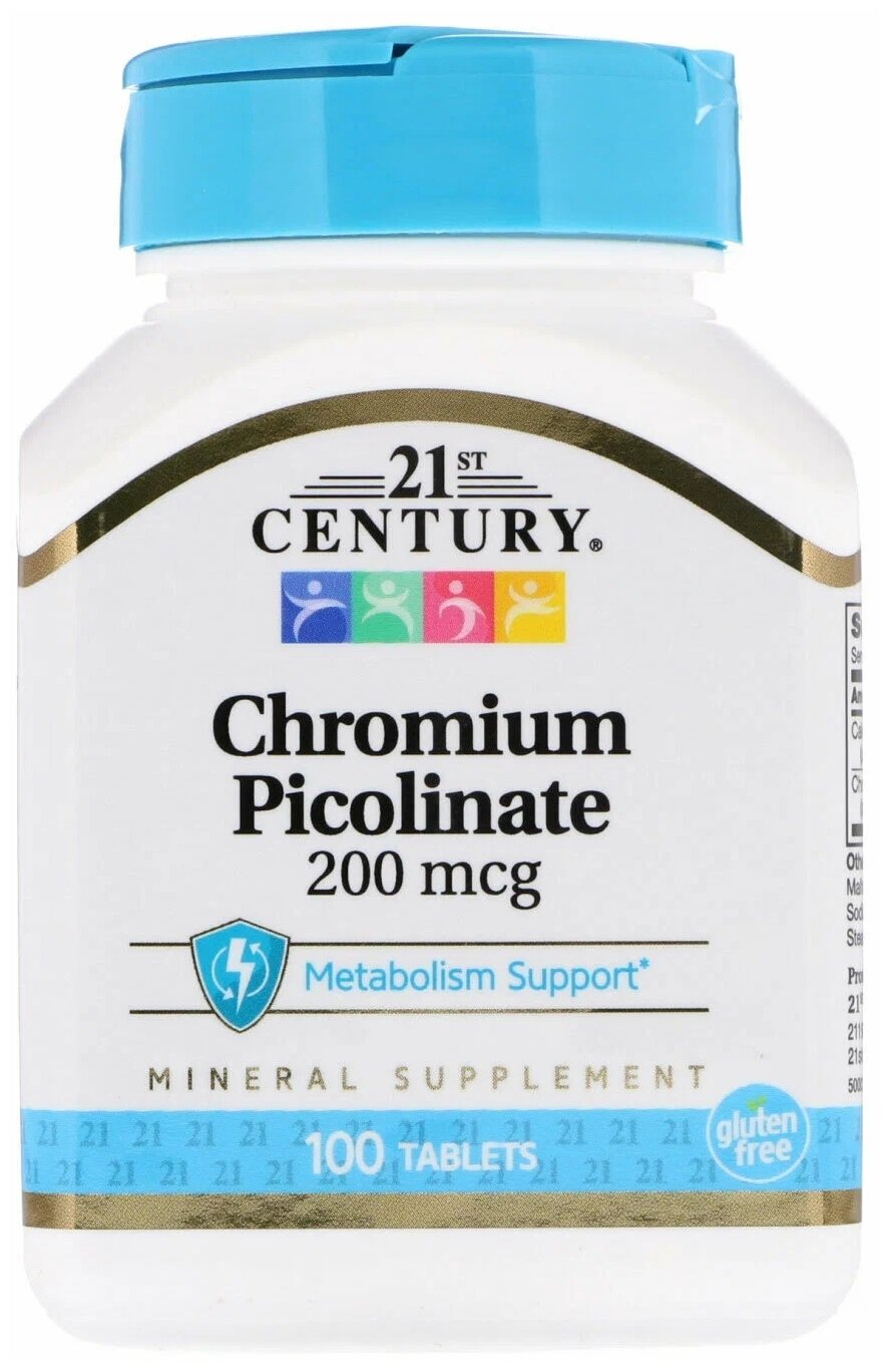 Таблетки 21st Century Chromium Picolinate 200 мкг