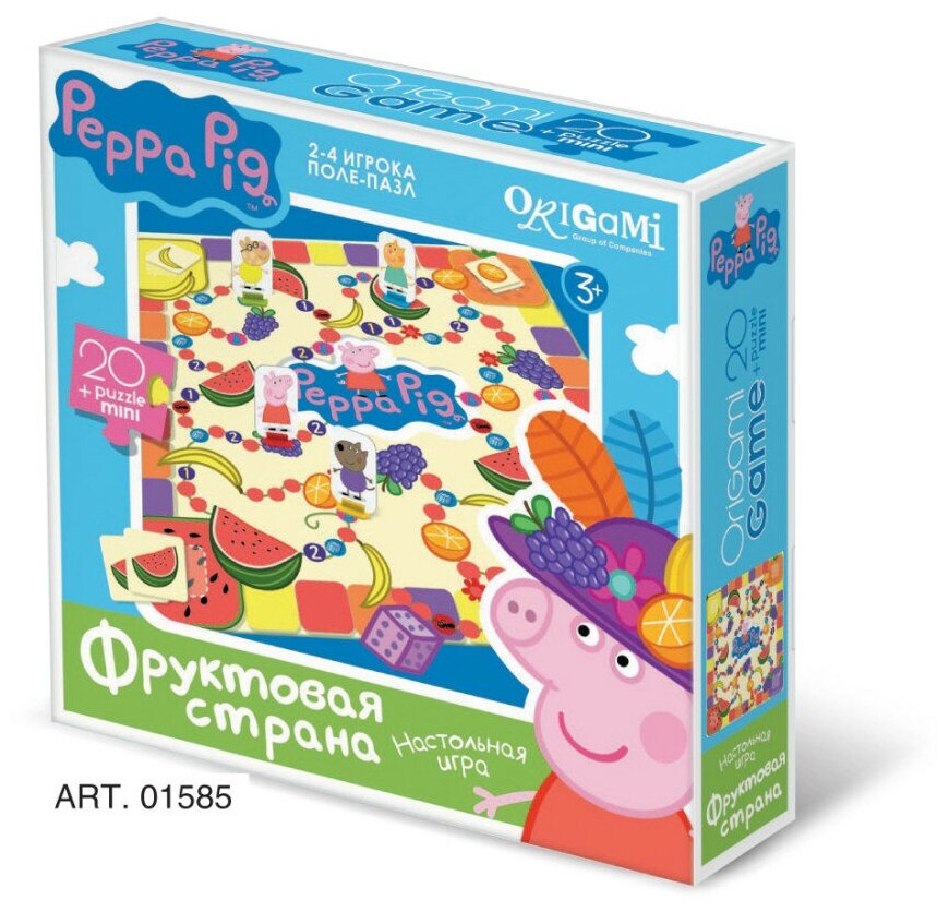 Настольная игра Origami Peppa Pig "Фруктовая страна" (поле-пазл+мини-пазл 20 элементов) 01585
