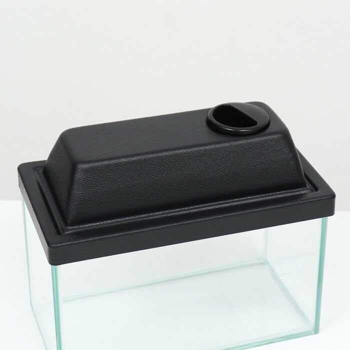 Пижон Аквариум прямоугольный с крышкой, 5 литров, 25 x 13 x 15,5/18 см, чёрный - фотография № 4
