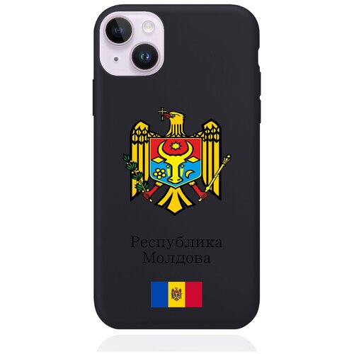 Черный силиконовый чехол для iPhone 14 Plus Герб Республики Молдова/ Герб Молдавии черный силиконовый чехол для iphone 7 8 se 2020 золотой герб республики молдова герб молдавии