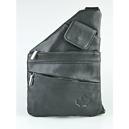 Сумка барсетка HIDEON, фактура гладкая, черная кожа