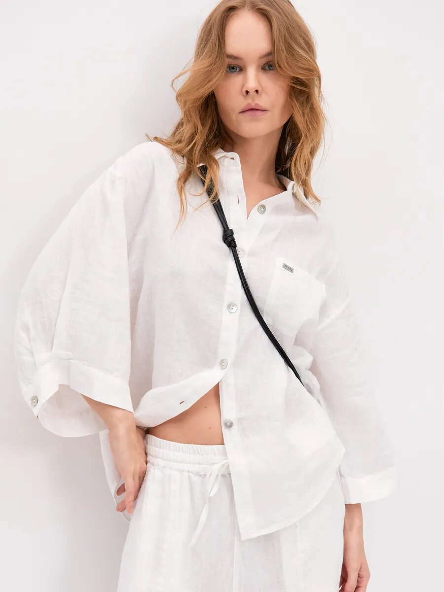 Блуза NORVEG LINEN, размер L/50-52, белый