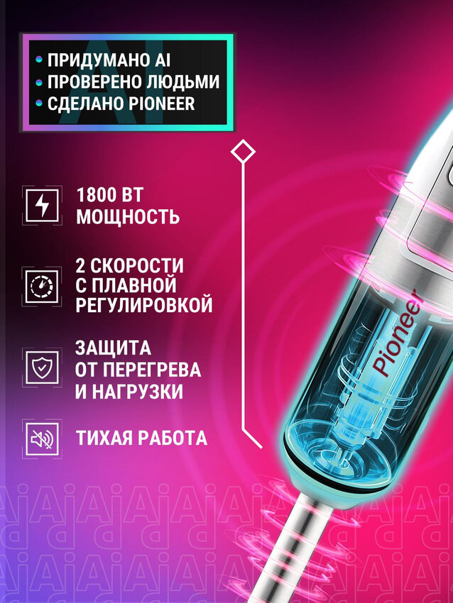 Многофункциональный блендер Pioneer HB250S, двойные битеры и крючки, диск для нарезки, сетка для нарезки кубиками — фото 1