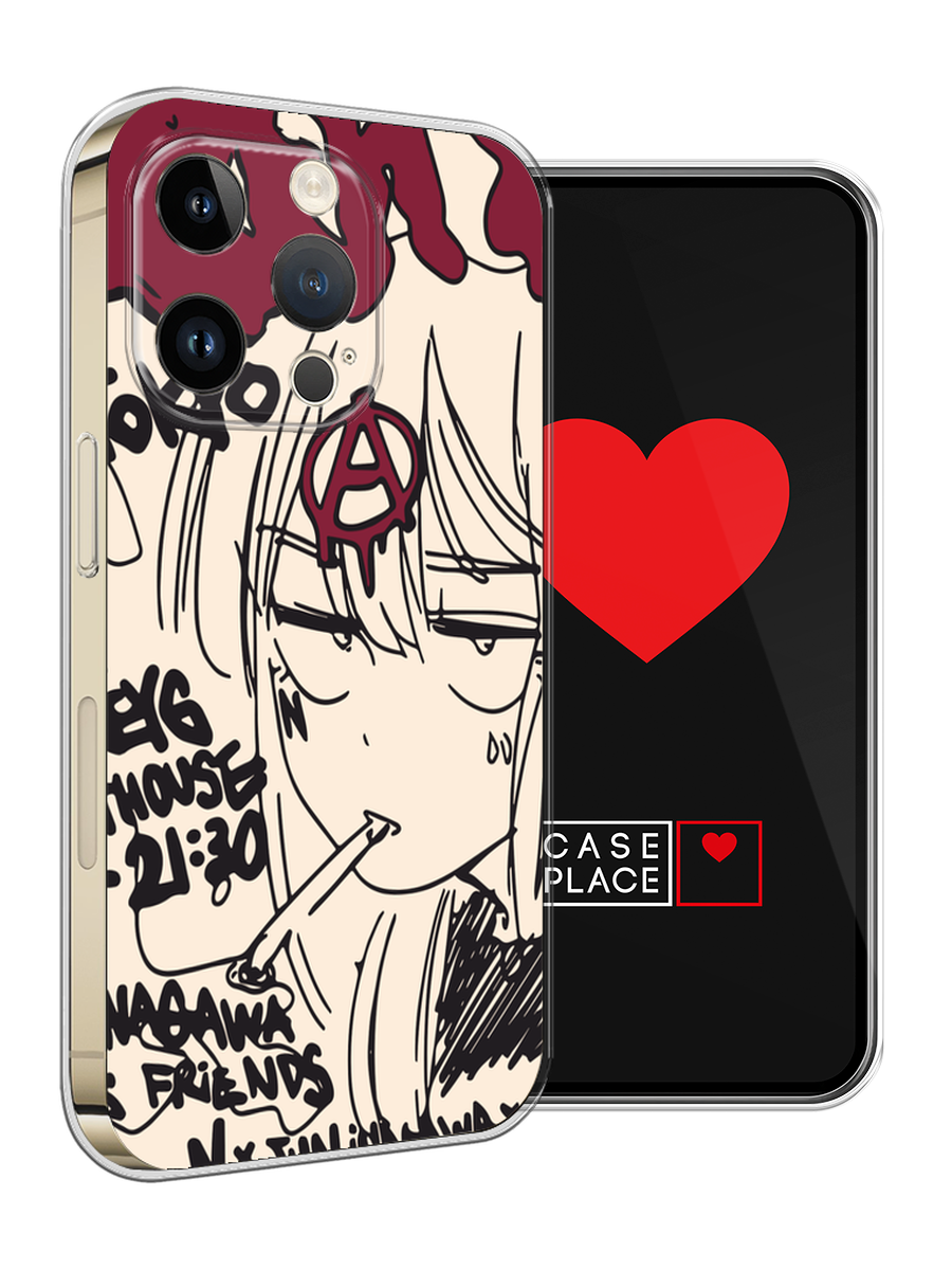 Чехол на Apple iPhone 14 Pro / Айфон 14 Про с принтом Anime doodle — фото 1