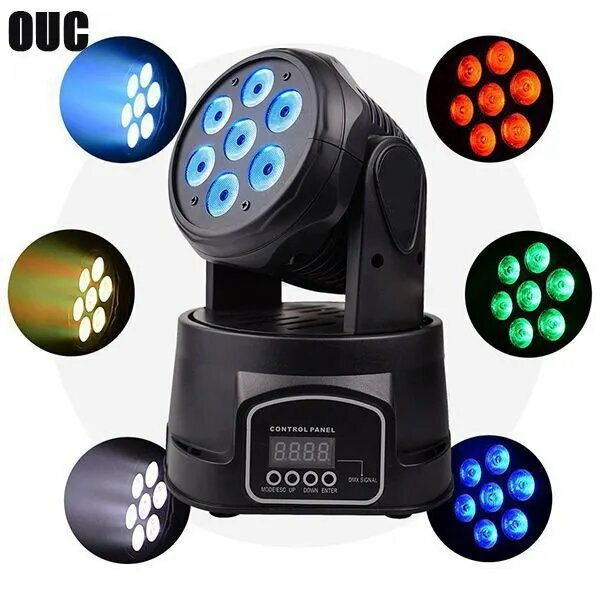 Моторизированный светодиодный мини-прожектор, LM70S, 7*4Вт, вращающаяся LED голова для, Может управляться дистанционно