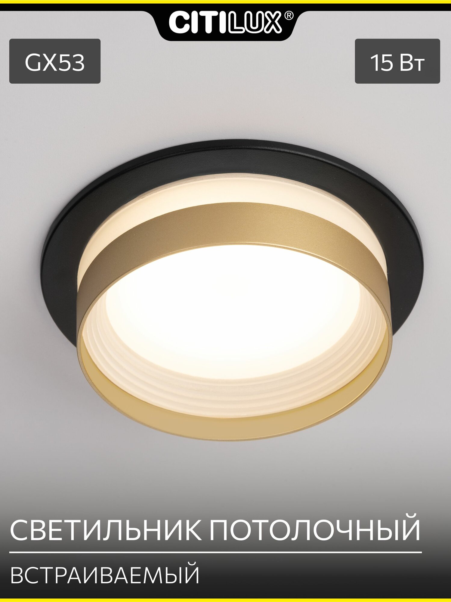 Светильник встраиваемый Citilux Hardy CL002D14 Чёрный Золото