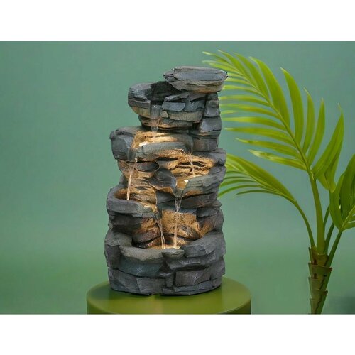 Декоративный садовый фонтан с подсветкой сэтору, искусственный камень, 90х54 см, Winter Deco 4080312