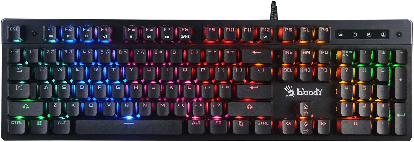 Клавиатура игровая A4Tech B500N, Mecha-Like, Black, 5-зонная подсветка, 104 клавиши — фото 1