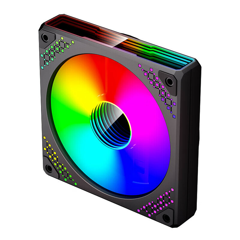 Aigo Aurora Z15 Black Reverse Blade ARGB 5v3 Pin Motherboard Sync Computer Case Fan Starlight Effect PWM Temperature Control Adjustment (12CM/Infinity Mirror/Screws Included)