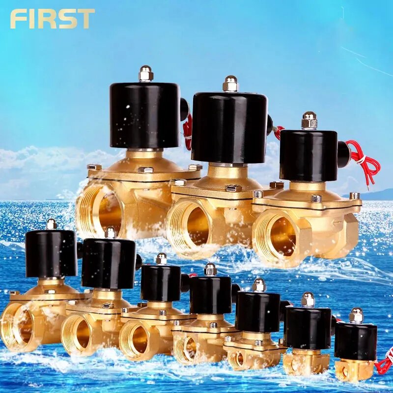 Латунный электромагнитный клапан DN8-DN25 N/C 220В, DN08, 220 В, Brass - copper coil