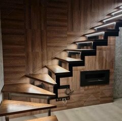 Изображение товара 3Д стеновые панели ВAMBOO STICKS 500*500 МДФ цвета Грецкий Орех 4 шт 1 кв. м Декоративная плитка под ПВХ пленкой