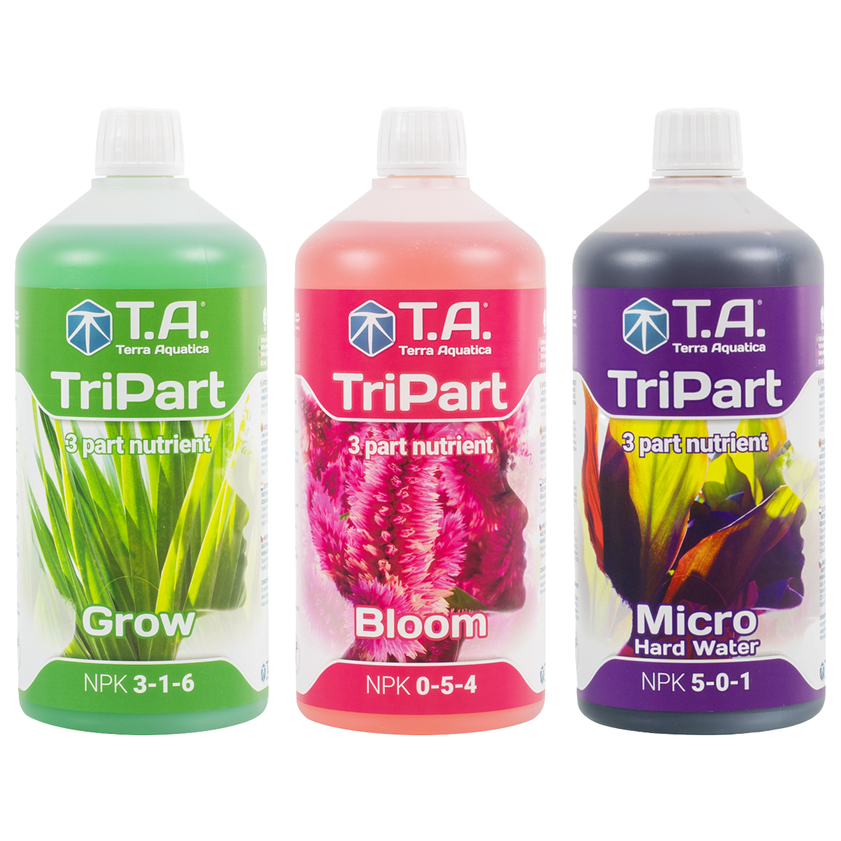 Комплект удобрений Terra Aquatica TriPart Grow + Bloom + MicroHW, 1 л