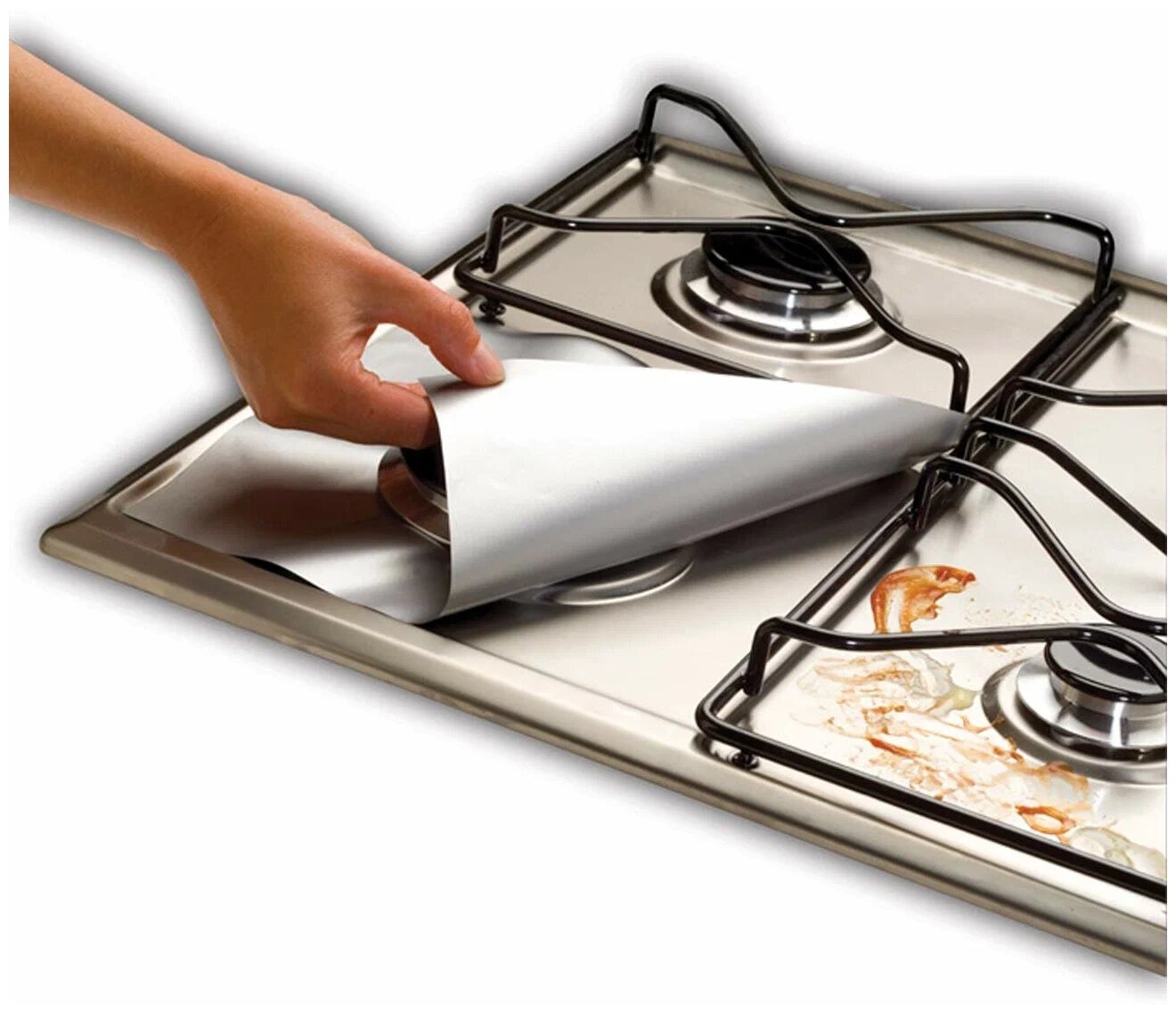 Накладки на газовую плиту Nostik Gas Range Protectors  4шт  серебристый