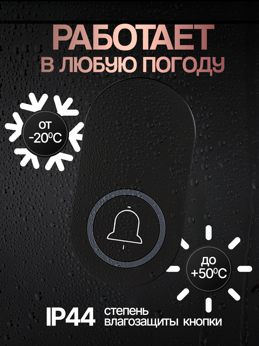 Дверные Звонки Xiaomi Беспроводной дверной звонок Clicmaxe, уличный, влагозащищённый, кинетический, 60 мелодий