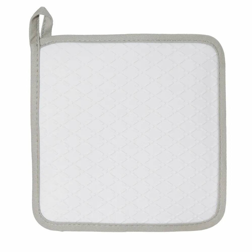 Подставка-прихватка 18 см квадратная силикон/текстиль бежевая