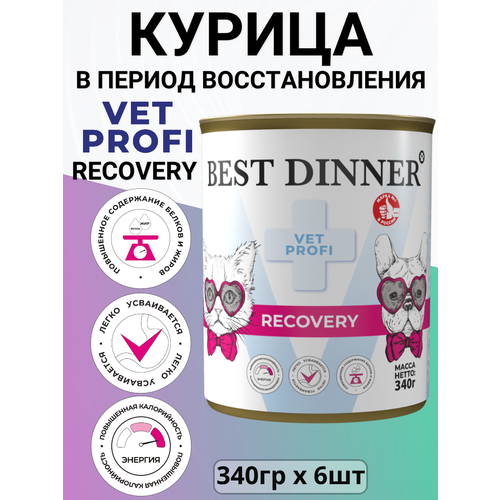 Консервы Best Dinner Vet Profi Recovery, для кошек и собак, при истощении, и послеоперационном восстановлении 6шт х 340г