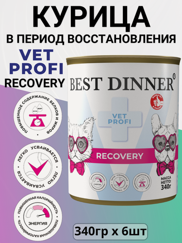 Изображение товара Консервы Best Dinner Vet Profi Recovery, для кошек и собак, при истощении, и послеоперационном восстановлении 6шт х 340г