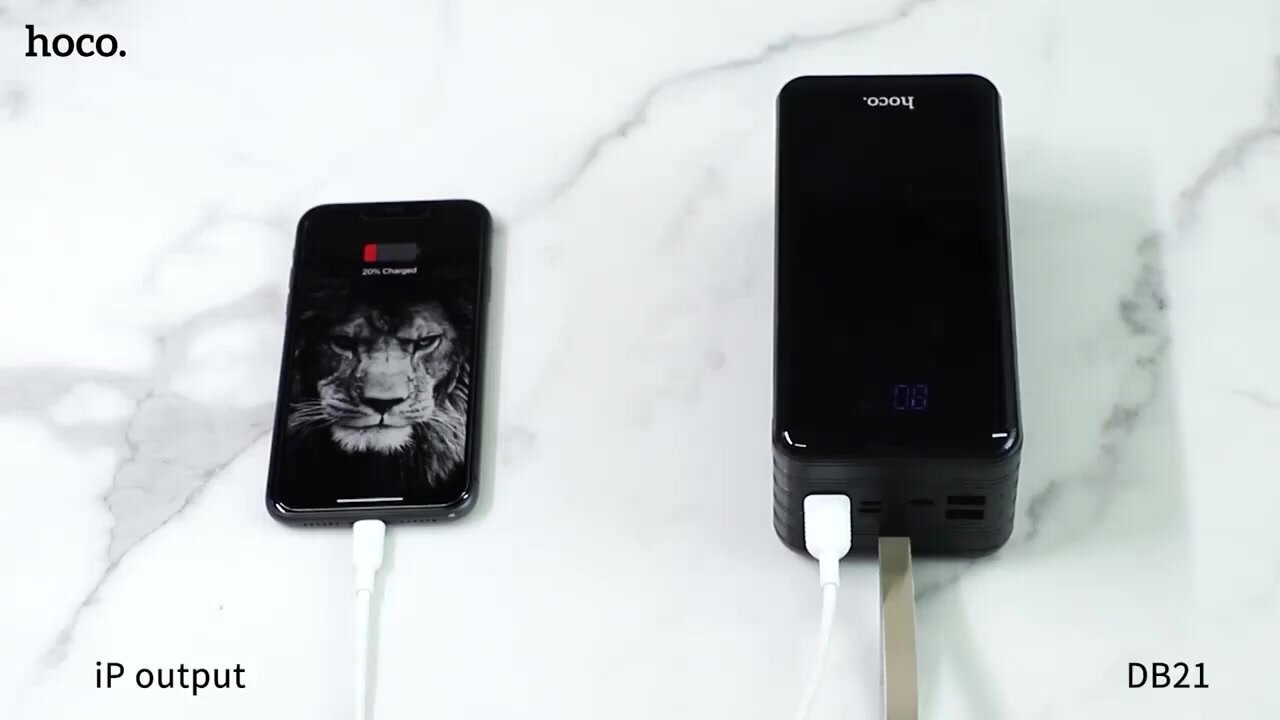 Повербанк Hoco DB21, 80000 mAh с быстрой зарядкой, пауэр банк для телефона, портативный внешний аккумулятор, power bank — фото 1