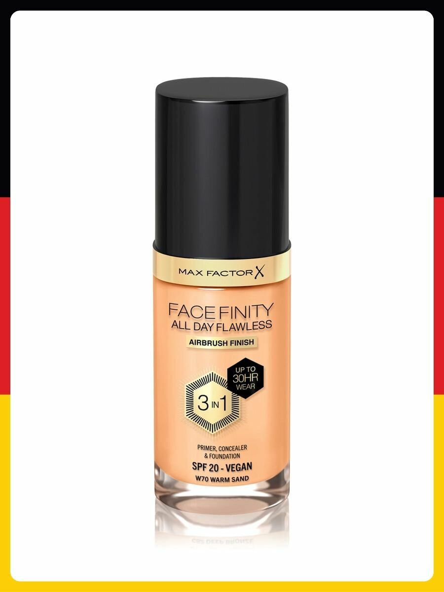 Жидкая тональная основа Max Factor Facefinity All Day Flawless Make-up, 30 мл № 70. Теплый песок