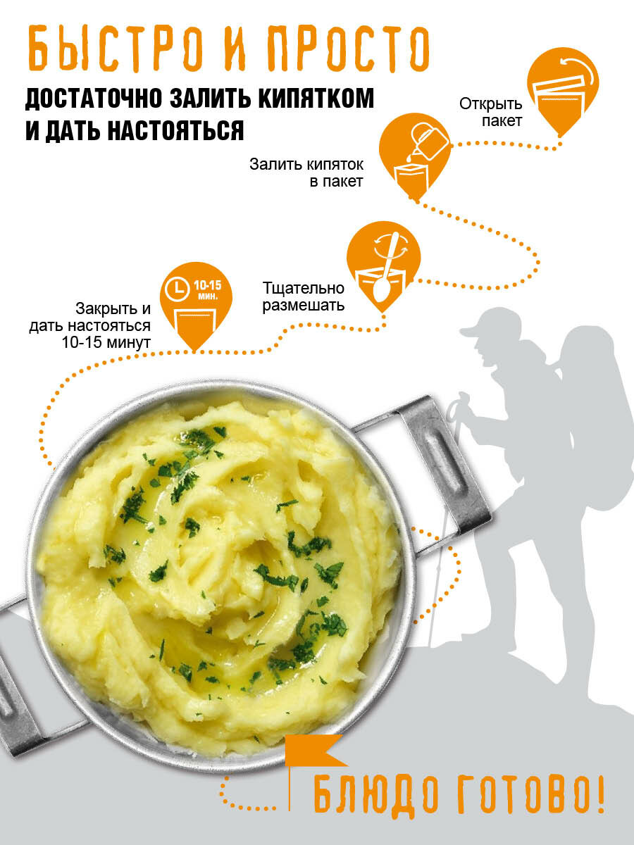 Картинки Пюре картофельное Здоровая еда со сливками готовое сублимированное блюдо для похода, 45 г