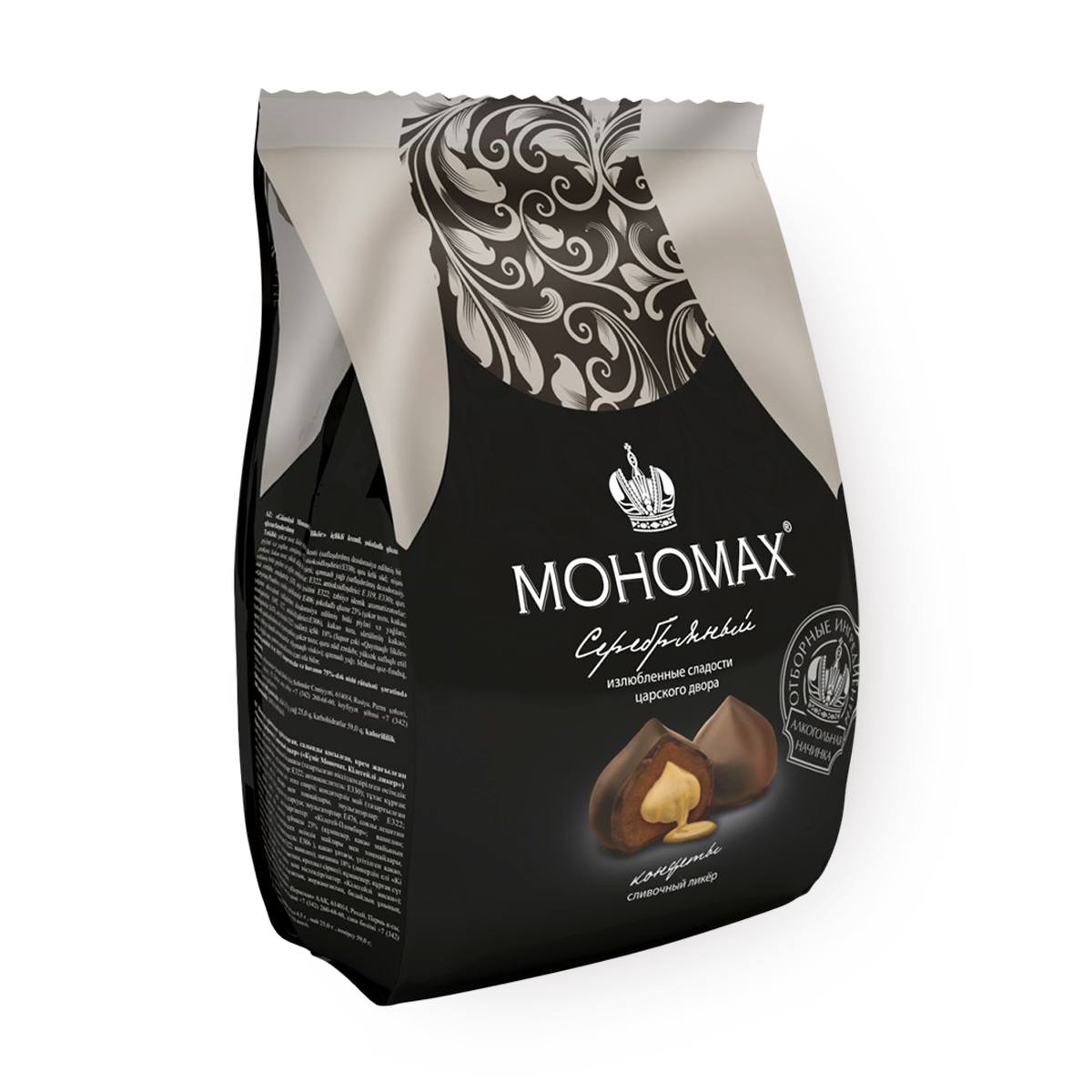 Конфеты Мономах Серебряный, с начинкой, сливочный ликёр, дой-пак, 200 г