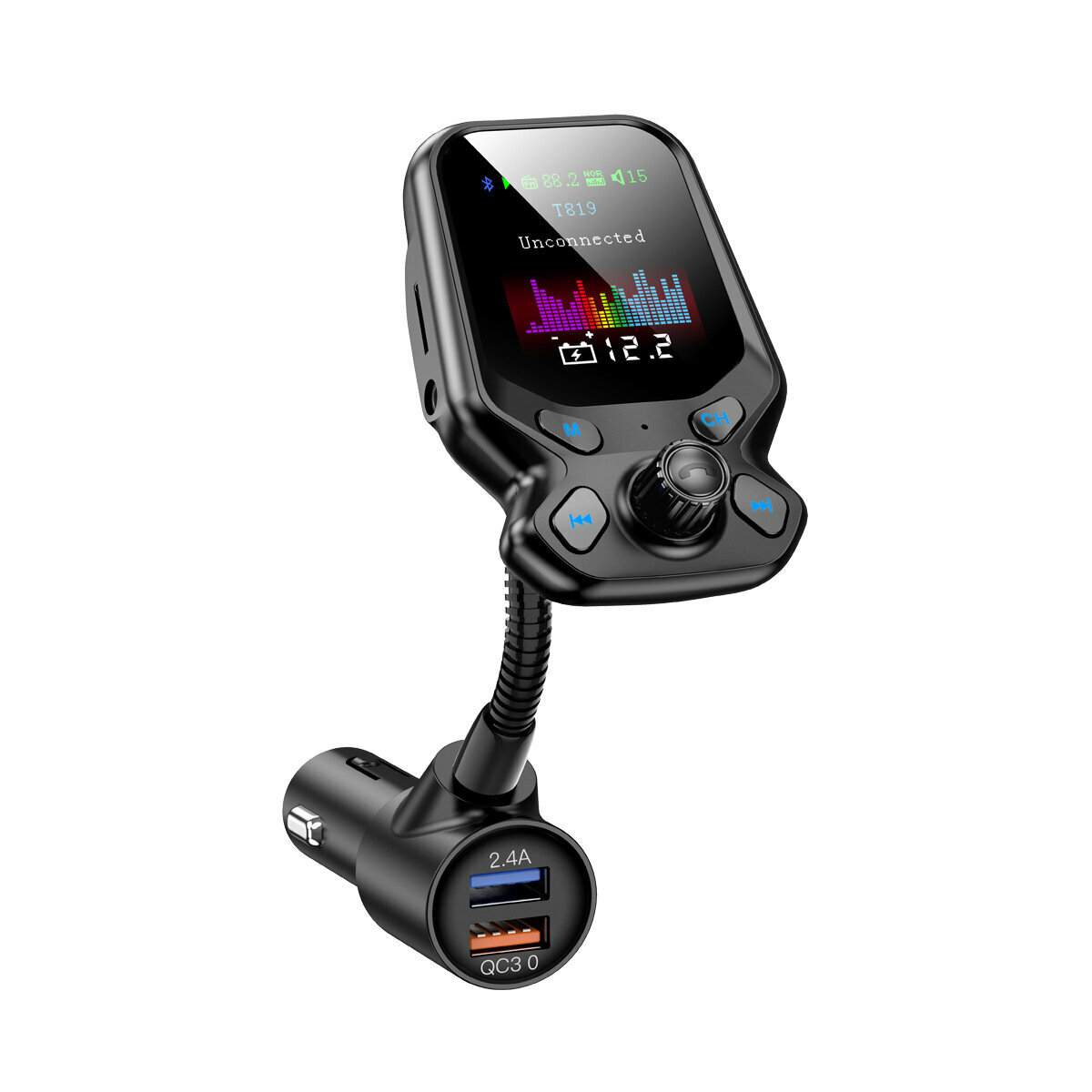 Автомобильный гибкий FM-трансмиттер MyPads TX-156931 MP3-плеер 5.0 Bluetooth-приемник FM-передатчик c быстрой зарядкой 2.4/ QC3.0